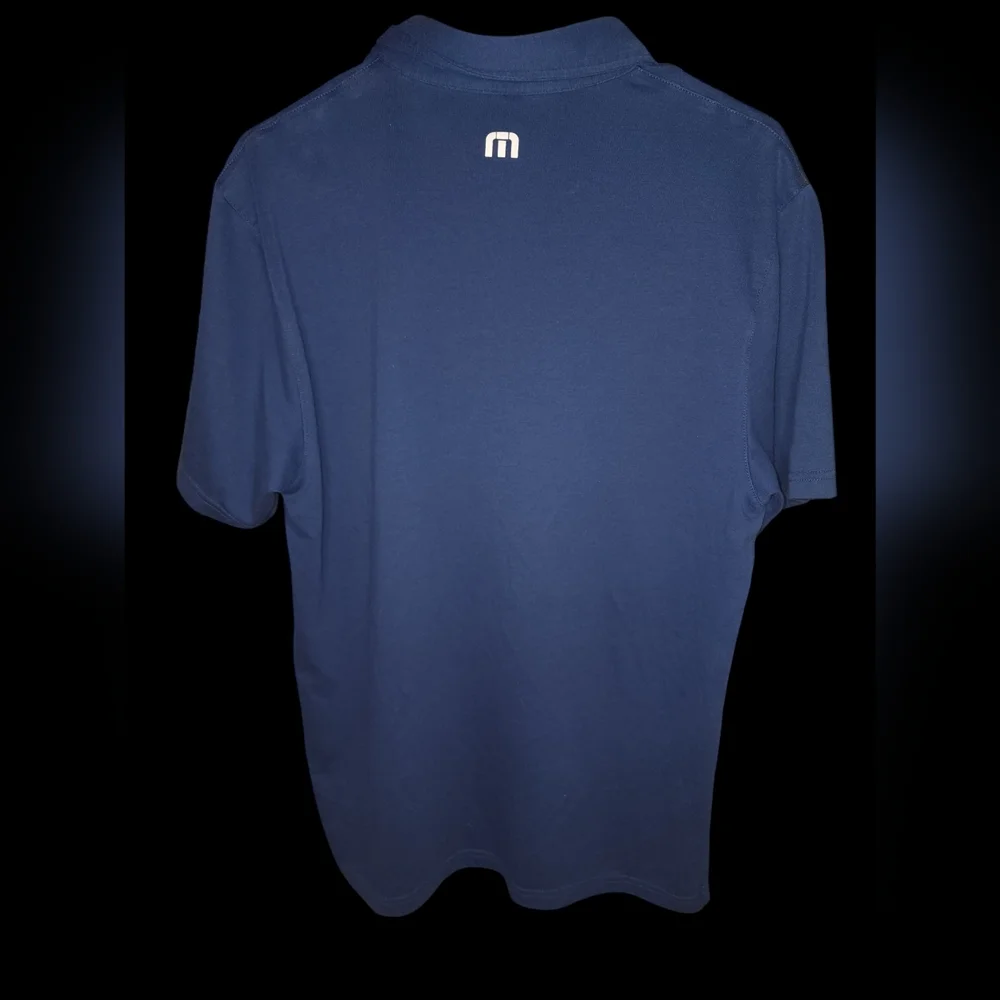 Travis Mathew Mens Size  L Polo Golf Shirt Navy Blue Pima Cotton Lightweight - Picture 2 of 4